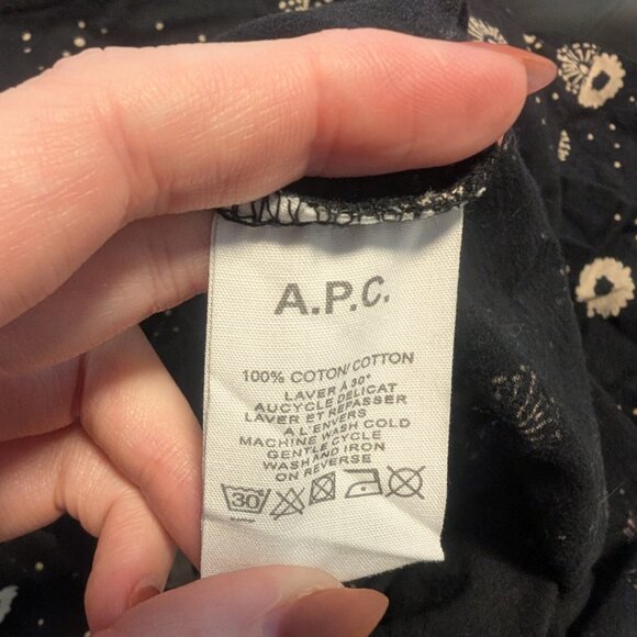 A.P.C. Rue Madame Paris Black Floral Cotton T Shirt Dress Lagenlook Galaxy - Picture 8 of 8